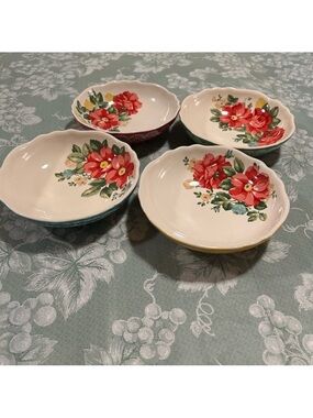 The Pioneer Woman Pasta Bowl Set in Teal, Yellow, Green and Red Serving Bowls~4